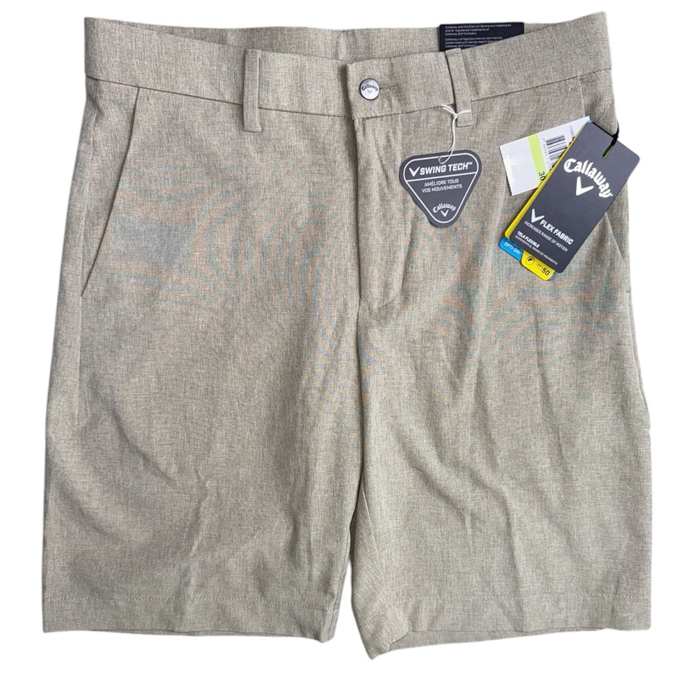 NWT Callaway Golf Swing Tech Shorts 9"‎ Inseam Men's Size 30W Khaki Heather